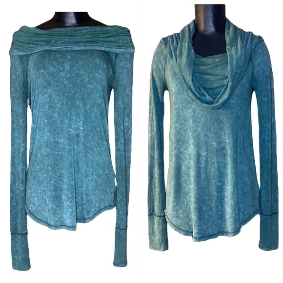 We The Free | Green Cosmo Tie Dye Cowl Neck Top OB546687 M - Picture 1 of 8